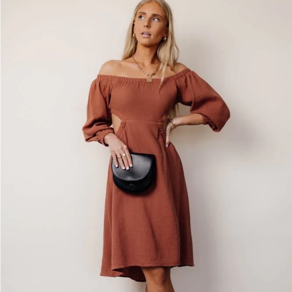 NWT Bohme Laurene Midi Dress in Cinnamon Brown